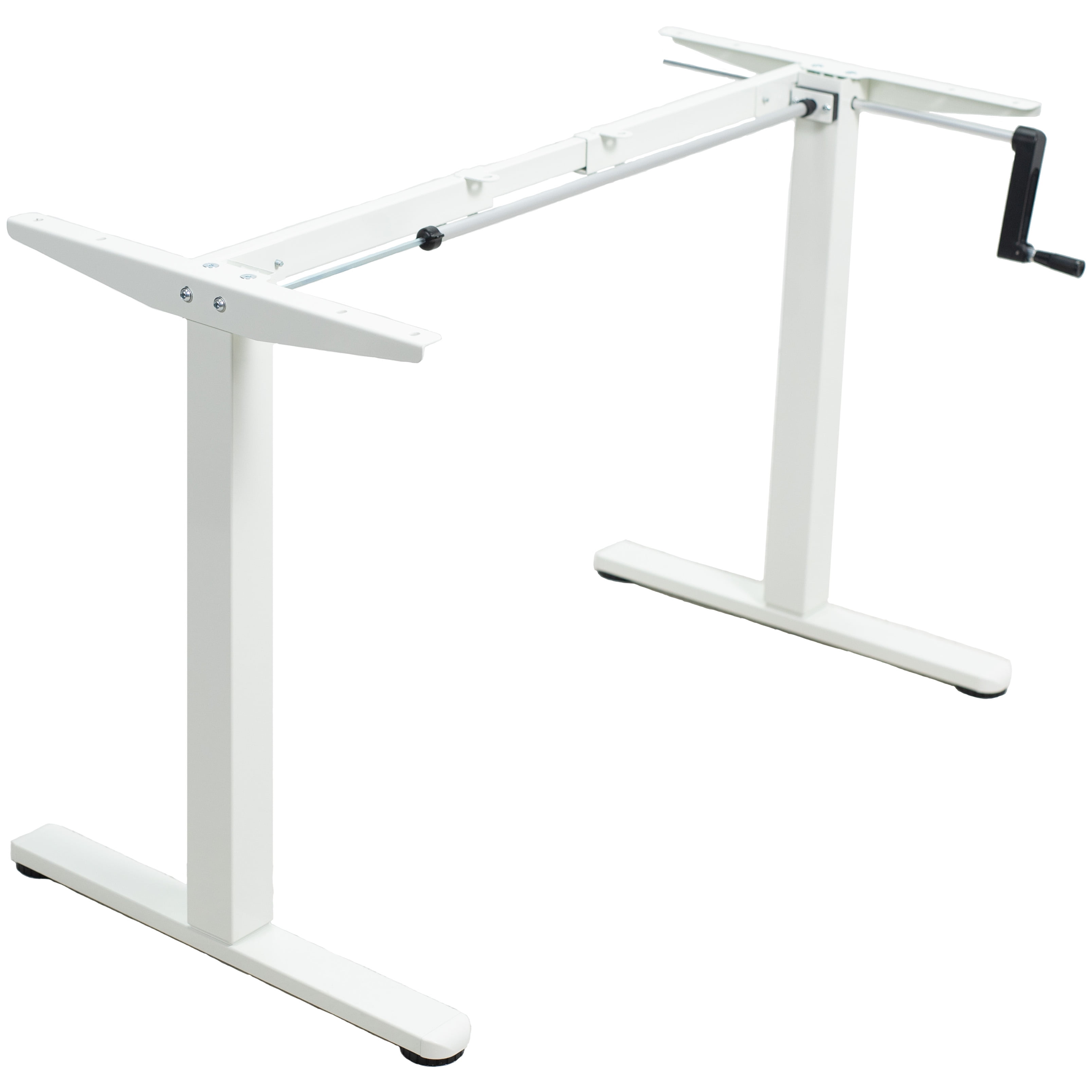 ErgoCrank Compact White Steel Adjustable Desk Frame