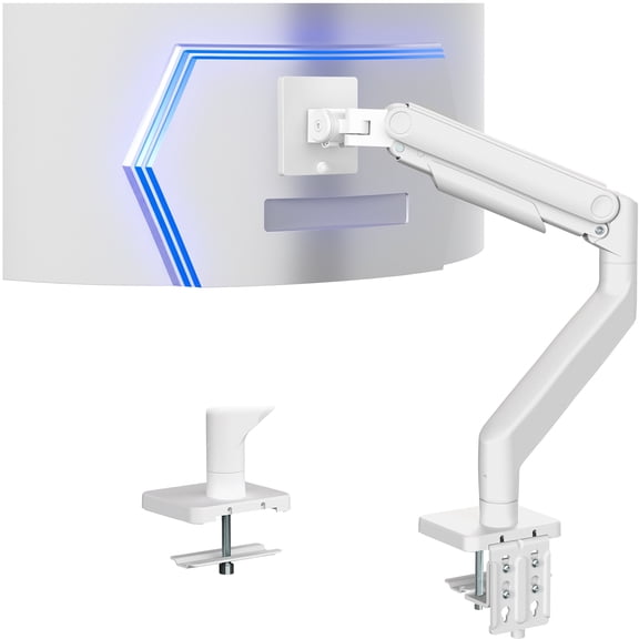VIVO White Mechanical Arm Computer Monitor Desk Mount, Fits Ultrawides up to 49"