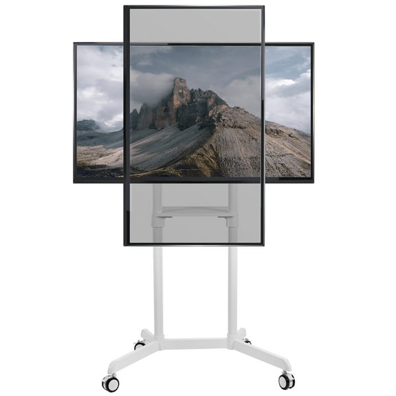 VIVO White Mobile Portrait to Landscape TV Cart for 32" to 88" Flat Screens