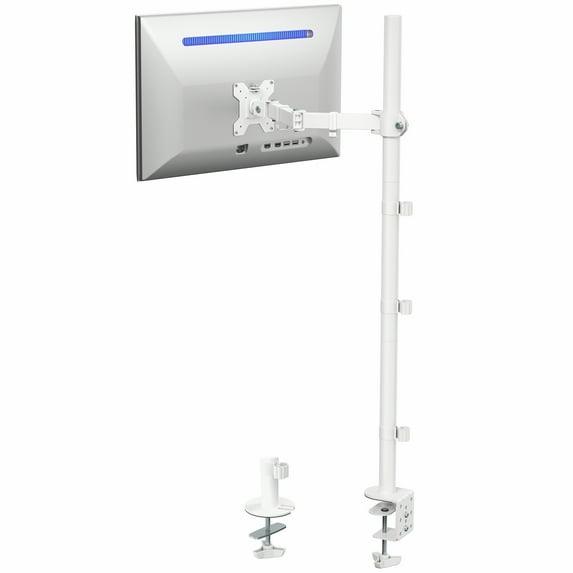 VIVO White Single Monitor Tall Adjustable Mount, Fits Computer Screens up to 27"