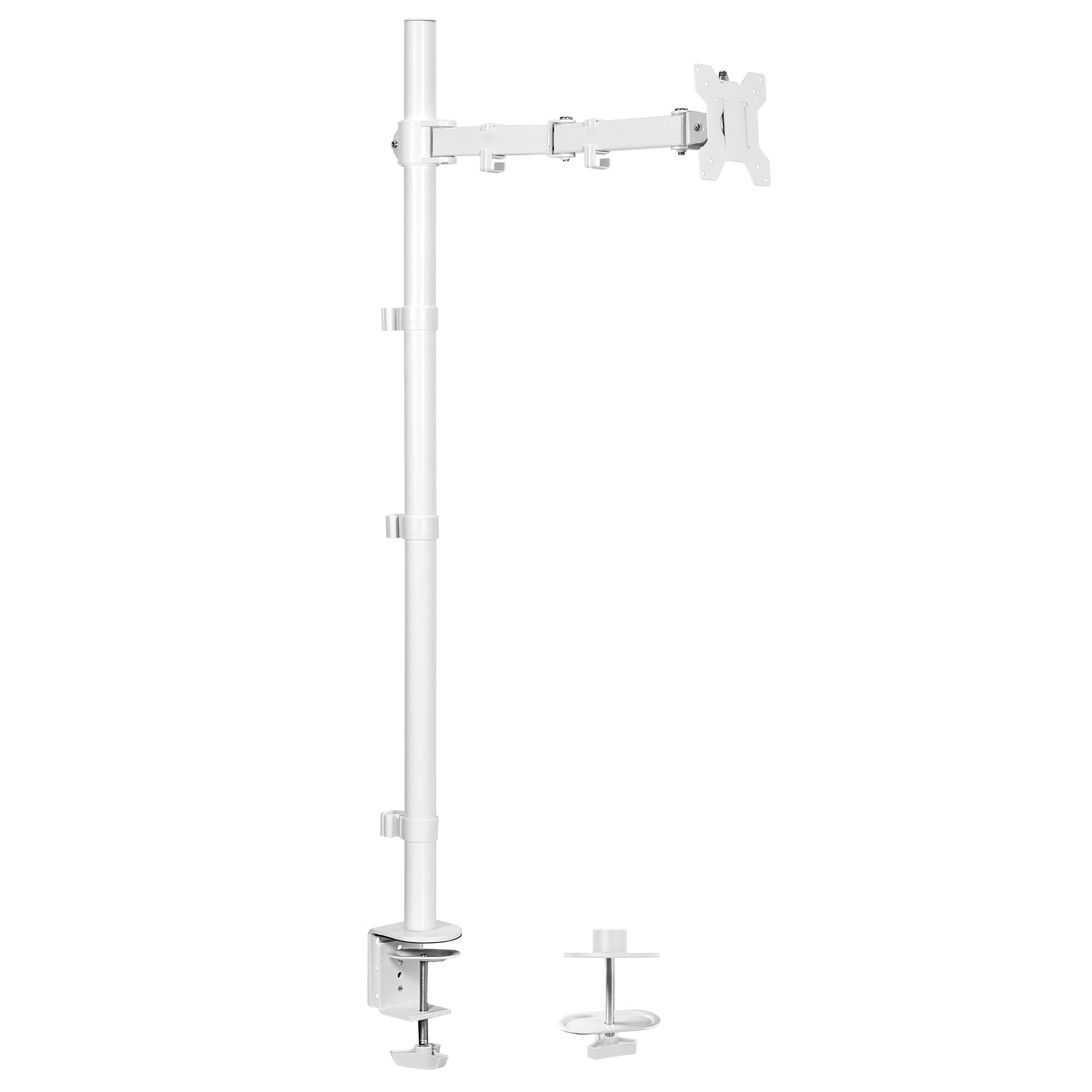 VIVO White Single Monitor Tall Adjustable Mount, Fits Computer Screens ...