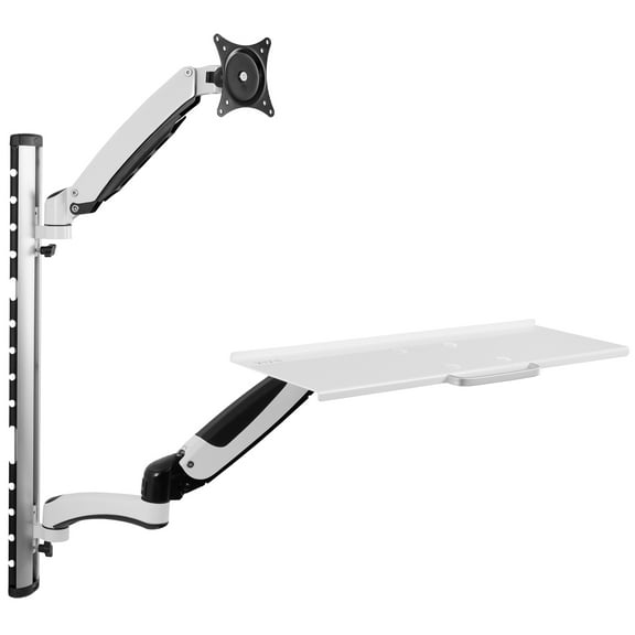 VIVO White Sit-Stand Wall Mount Counterbalance Monitor Keyboard Workstation
