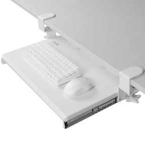VIVO White Small Clamp-on Computer Keyboard and Mouse Under Desk Slider Tray