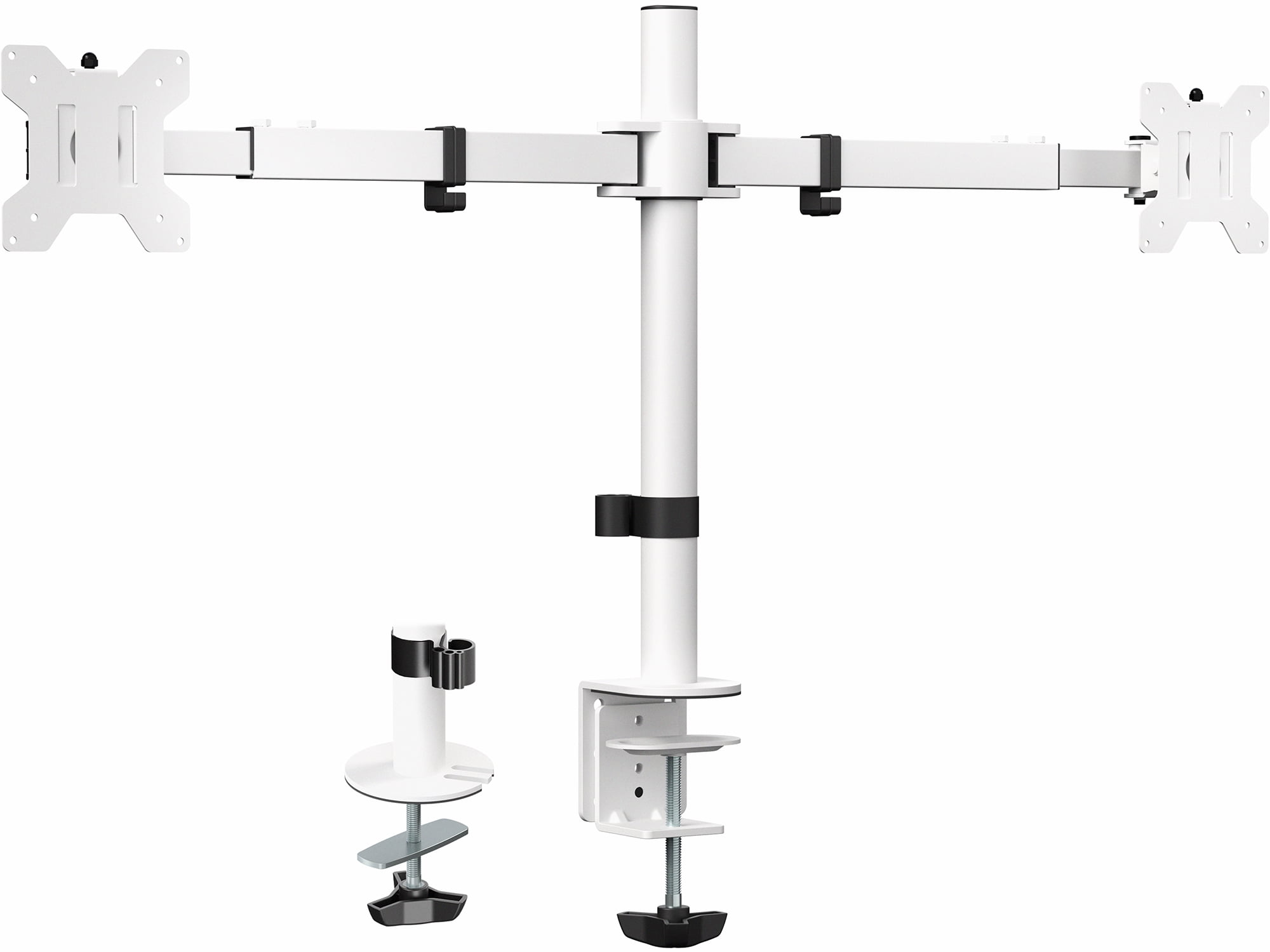 VIVO White Telescoping Dual Ultrawide 27" to 38" Monitor Heavy Duty Desk Mount