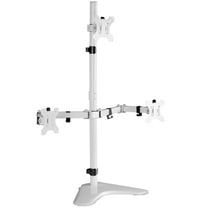 VIVO White Triple Monitor Desk Stand, Adjustable Mount for 3 Screens up to 30"