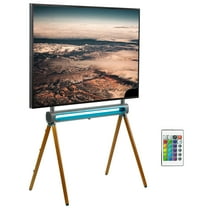 VIVO Wood Easel Studio 49" to 70" TV Adjustable Floor Stand with RGB Lights
