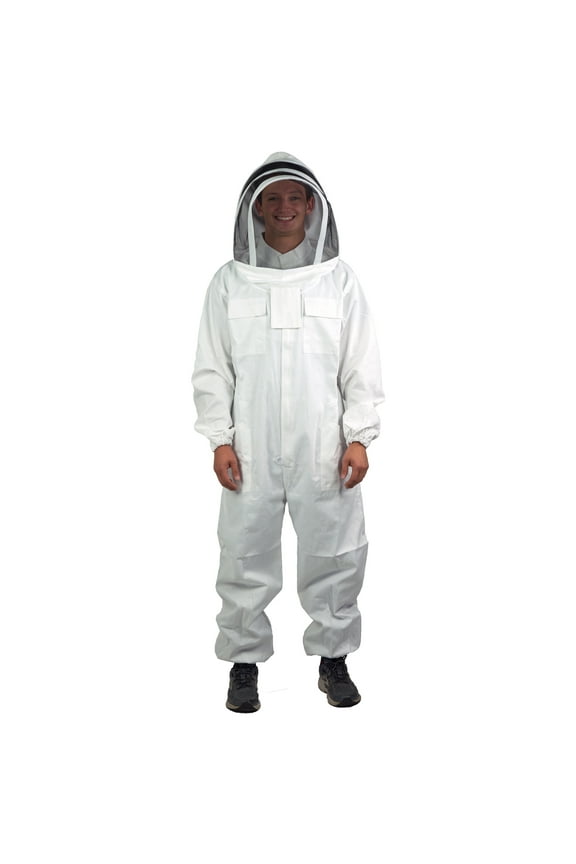 XXL Professional Cotton Full Body Beekeeping Suit with Veil Hood