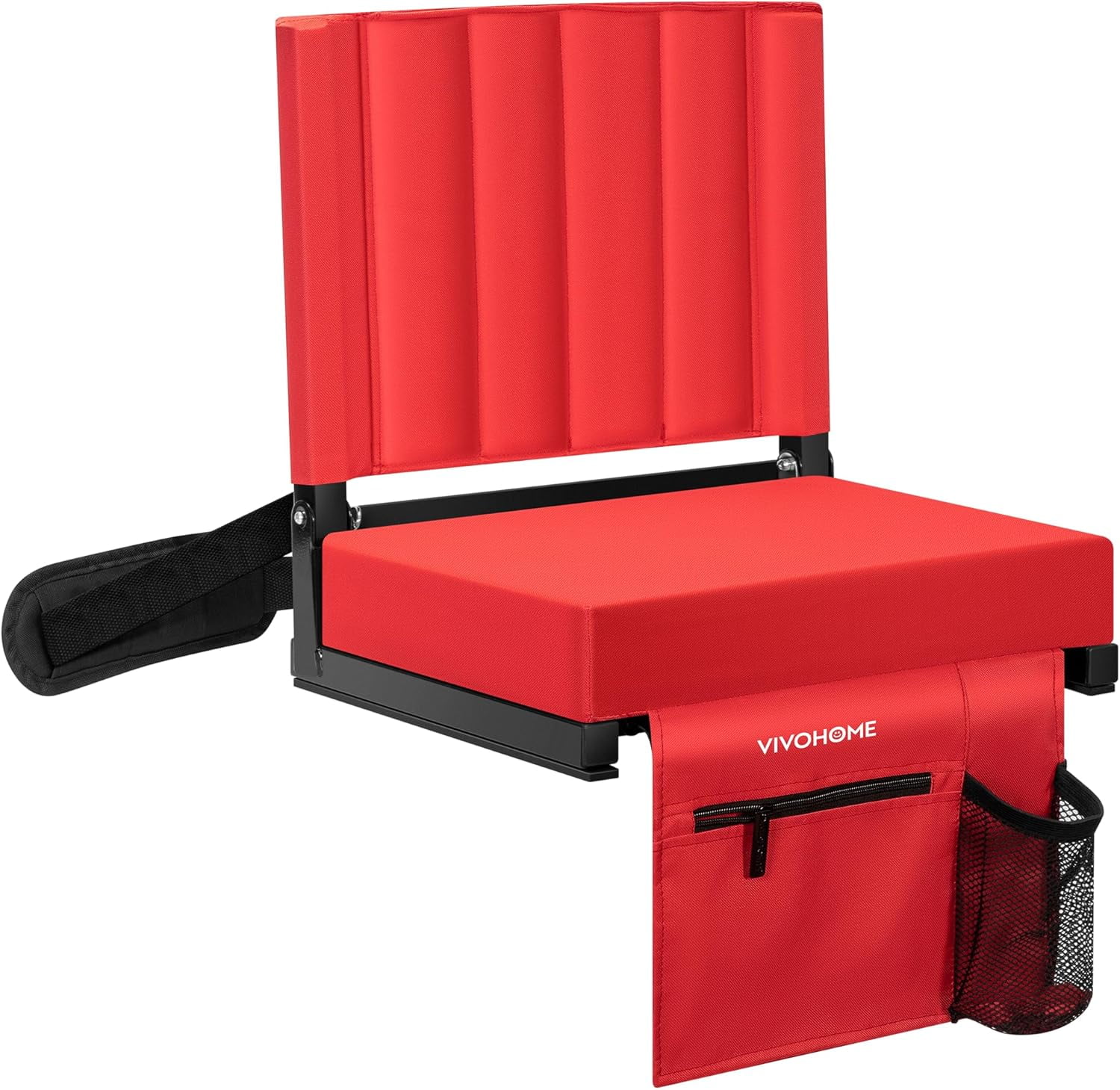 Portable Stadium Seat for Bleachers with Back Support, Folding Bleacher Chair with Cup Holder and Shoulder Strap