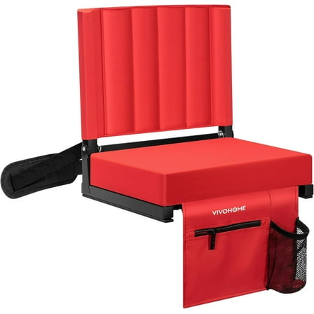Portable Stadium Seat for Bleachers with Back Support, Folding Bleacher Chair with Cup Holder and Shoulder Strap