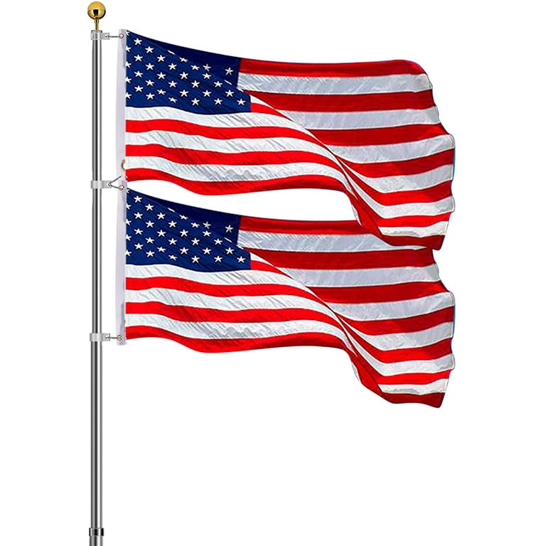 20FT Sectional Flag Pole Kit, Extra Thick Heavy Duty Aluminum Outdoor In  ground Flagpole with Golden Ball and Free 3x5 Polyester American Flag, for