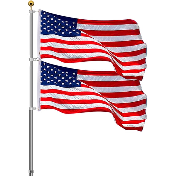 VIVOHOME 30 ft Telescoping Flag Pole Kit, Silver flagpole with 3x5 ft Polyester American Flag and Golden Ball
