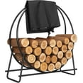 thumbnail image 1 of SPECSTAR 32 Inches Firewood Log Rack Hoop with Cover, Heavy Duty Solid Steel Fire Wood Storage Rack and Cover Set with Zipper, Round Log Holder Ring for Indoor Outdoor Patio Deck Porch, 1 of 7