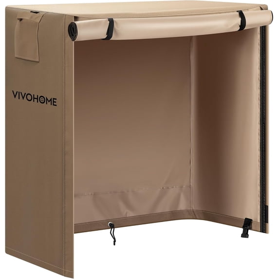 SPECSTAR 3ft Firewood Log Rack Cover, Heavy Duty 600D Oxford, Double Layer Outdoor Weather Resistant Fire Wood Storage Holder Cover with Zipper and Hook Loop Tape, Brown