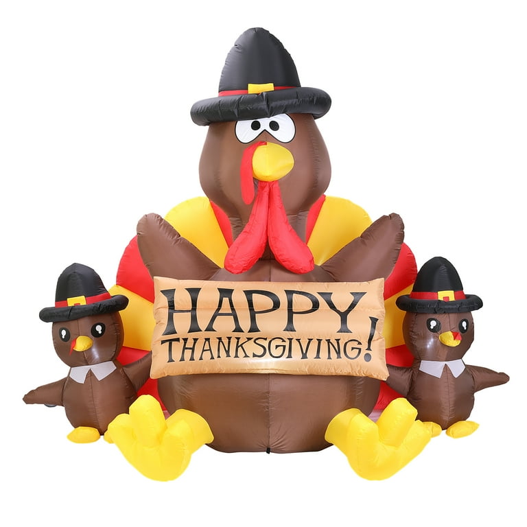 6ft Thanksgiving purchases Inflatable LED Lighted Turkey Family Blow up Outdoor Lawn Yard