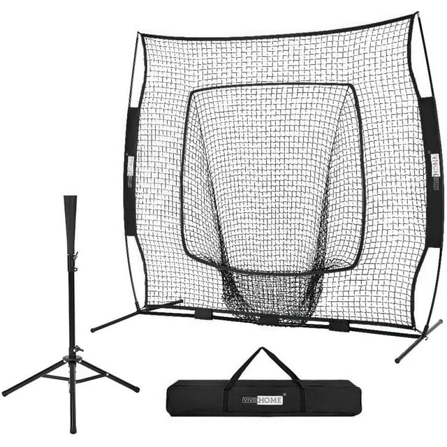 VIVOHOME 7x7Ft Baseball Backstop Softball Practice Net with Strike Zone