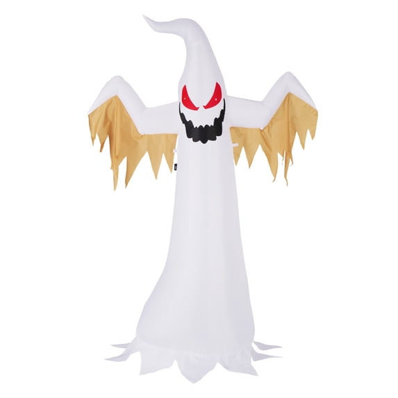 VIVOHOME 8ft Height Halloween Inflatable White Ghost with Red Rotating Led Lights Blow up Outdoor Lawn Yard Decoration