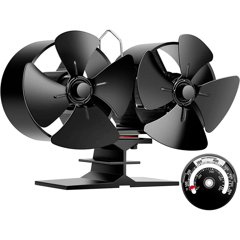 Dual Motors 8-Blade Wood Stove Fan，Heat Powered Stove Top Fan for