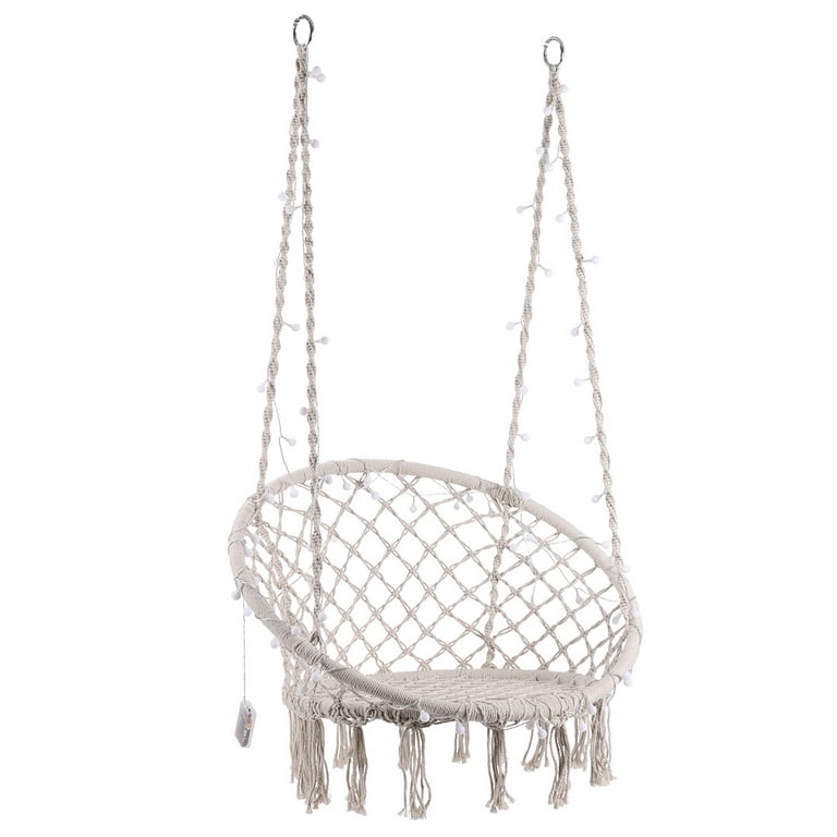 VIVOHOME Hanging Hammock Chair with 39 Feet Long LED Lights for Indoor Outdoor 330 lbs Capacity Note Stand Not Included