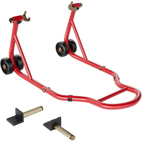 VIVOHOME Motorcycle Stand, 441 Lbs Capacity Rear Wheel Lift with U+L Adjustable Swingarm Spool, Heavy Duty Paddock Stand for BMW Suzuki Yamaha Honda Kawasaki, Red