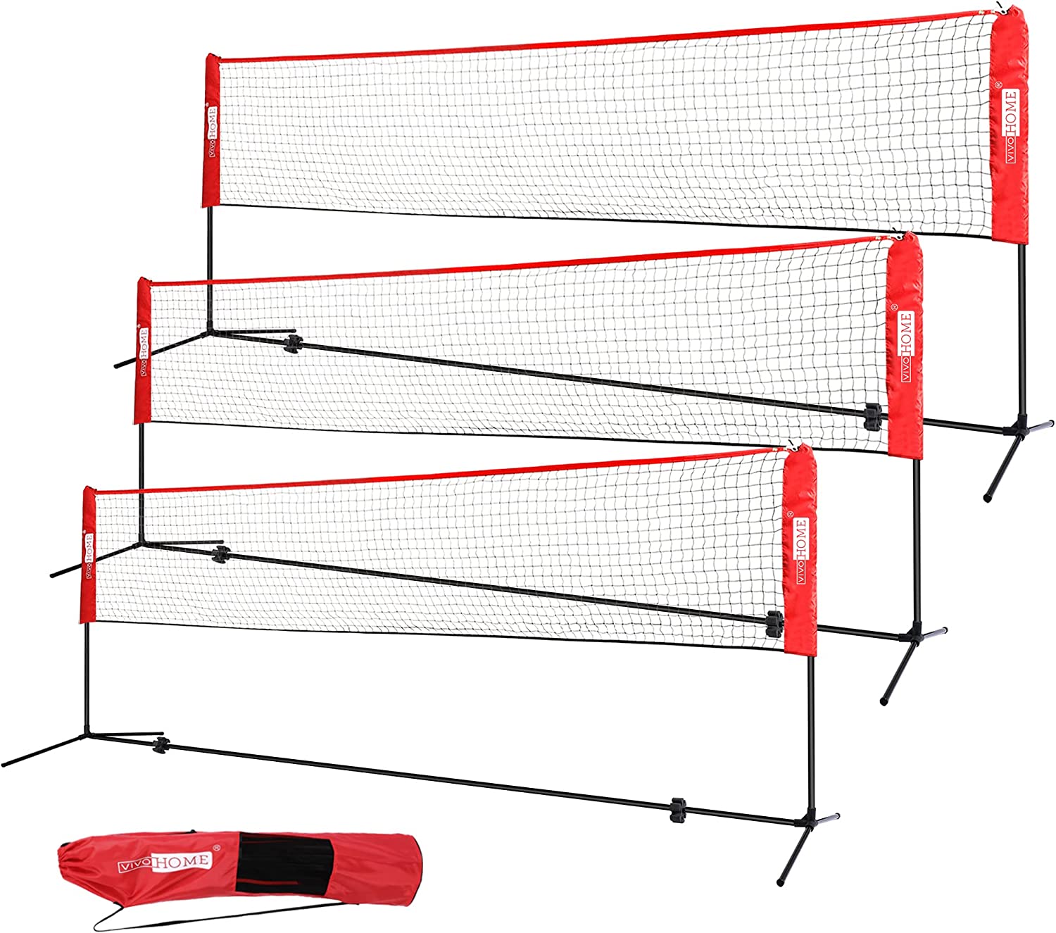 VIVOHOME Portable 10ft/ 14ft/ 17ft Height Adjustable Outdoor Badminton Net  Set with Stand and Carry Bag for Kid's Volleyball Soccer Tennis Pickleball 