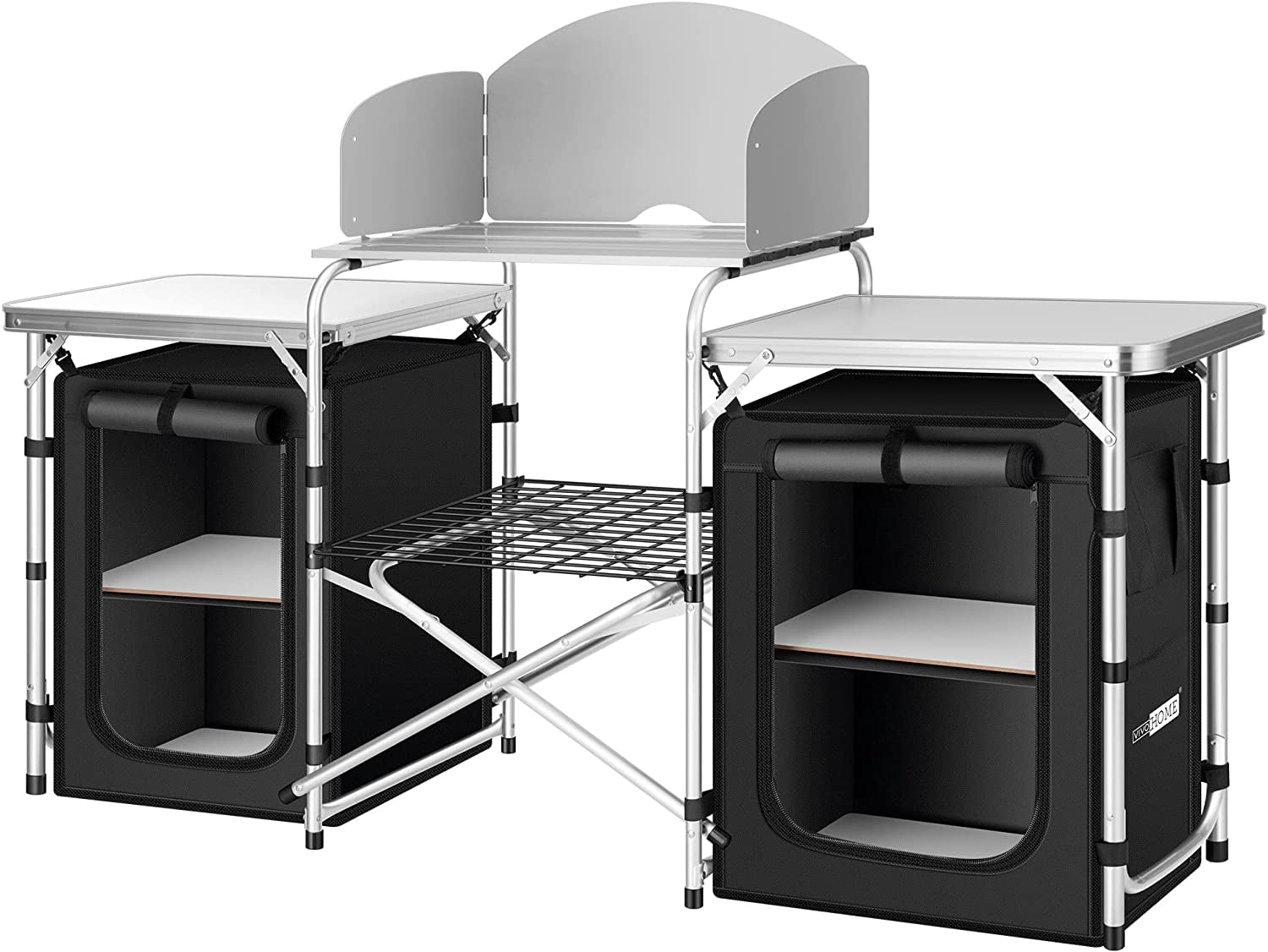 VEVOR Camping Kitchen, Outdoor Cooking Station Multifunctional Integrated  Box with Wheels & Windproof Stove Portable Folding Tables Storage  Organizer