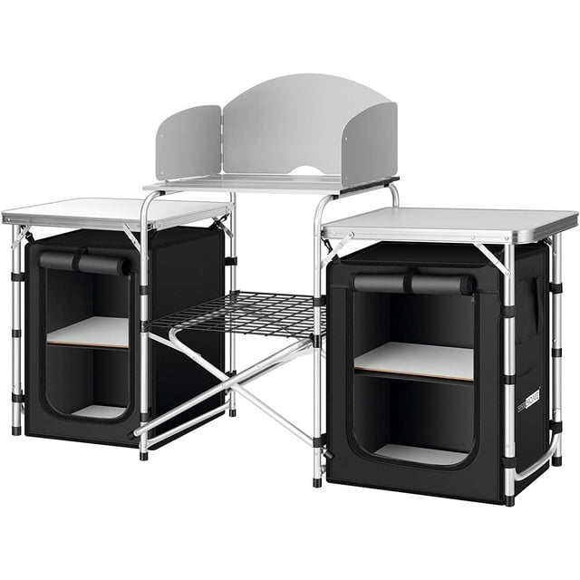 VIVOHOME Portable Camping Kitchen Station with Storage Organizer, 2