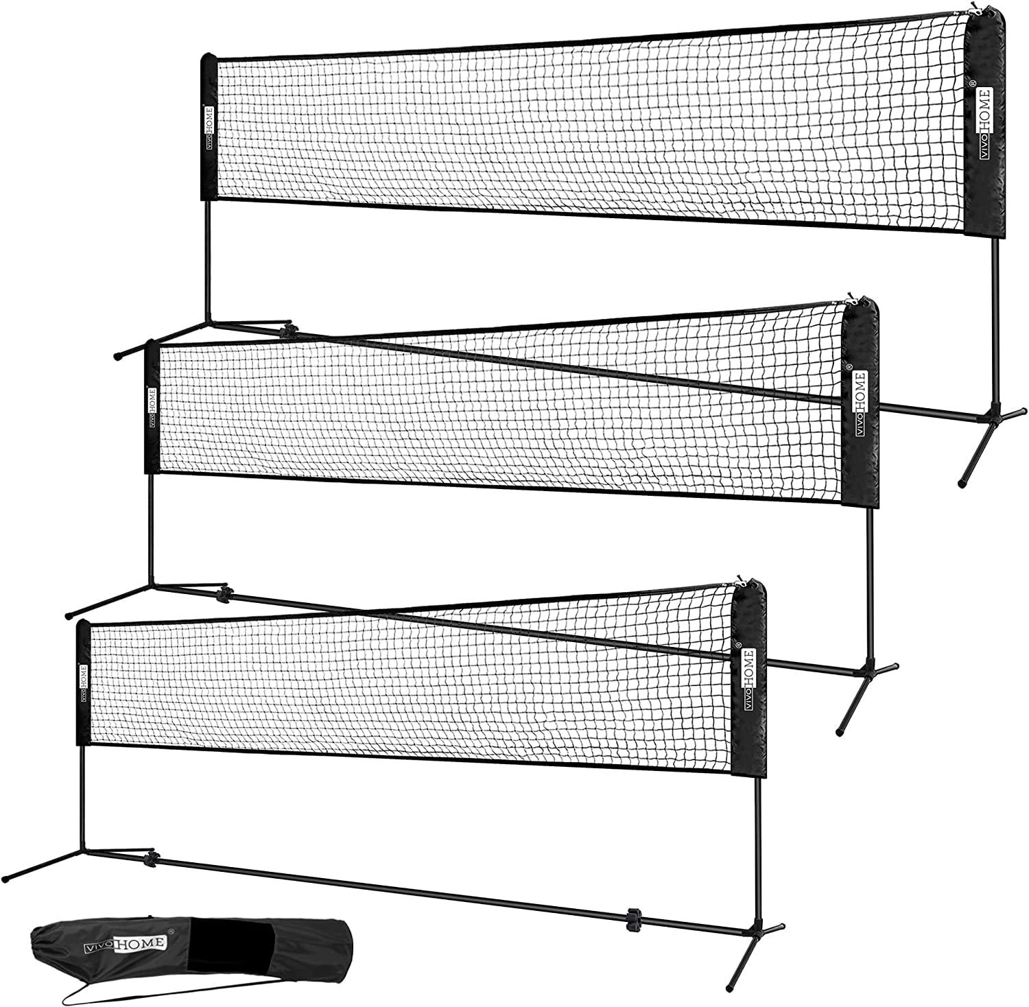 VIVOHOME Portable Outdoor Badminton Net Set with Stand, Carry Bag, 10 ...