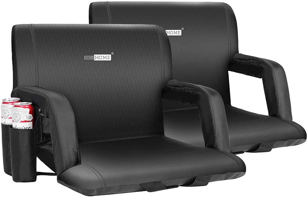 Home-Complete Stadium Seat Cushion – Portable Padded Bleacher Chair with 6  Reclining Positions, Back Support, Armrests BLACK 178156YFP - Best Buy