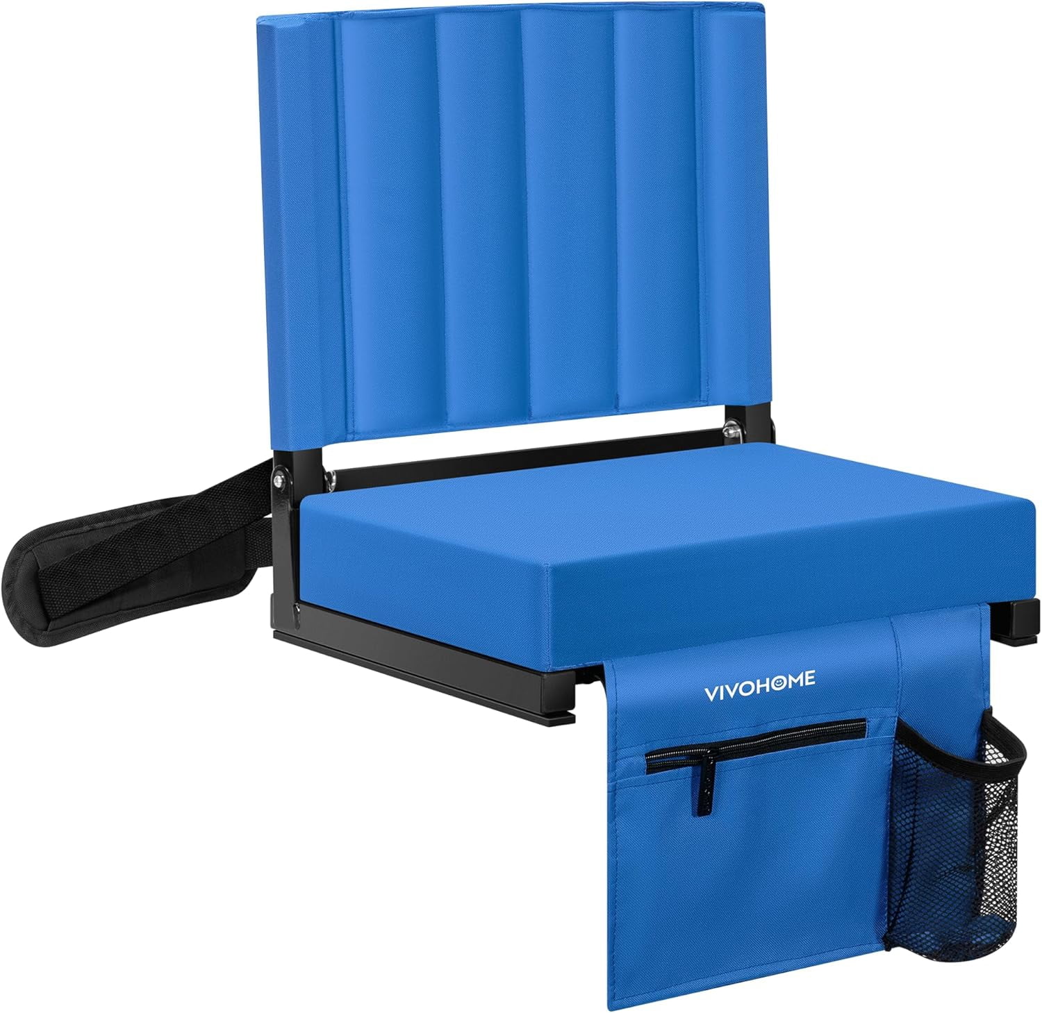 Portable Stadium Seat for Bleachers with Back Support, Folding Bleacher Chair with Cup Holder and Shoulder Strap