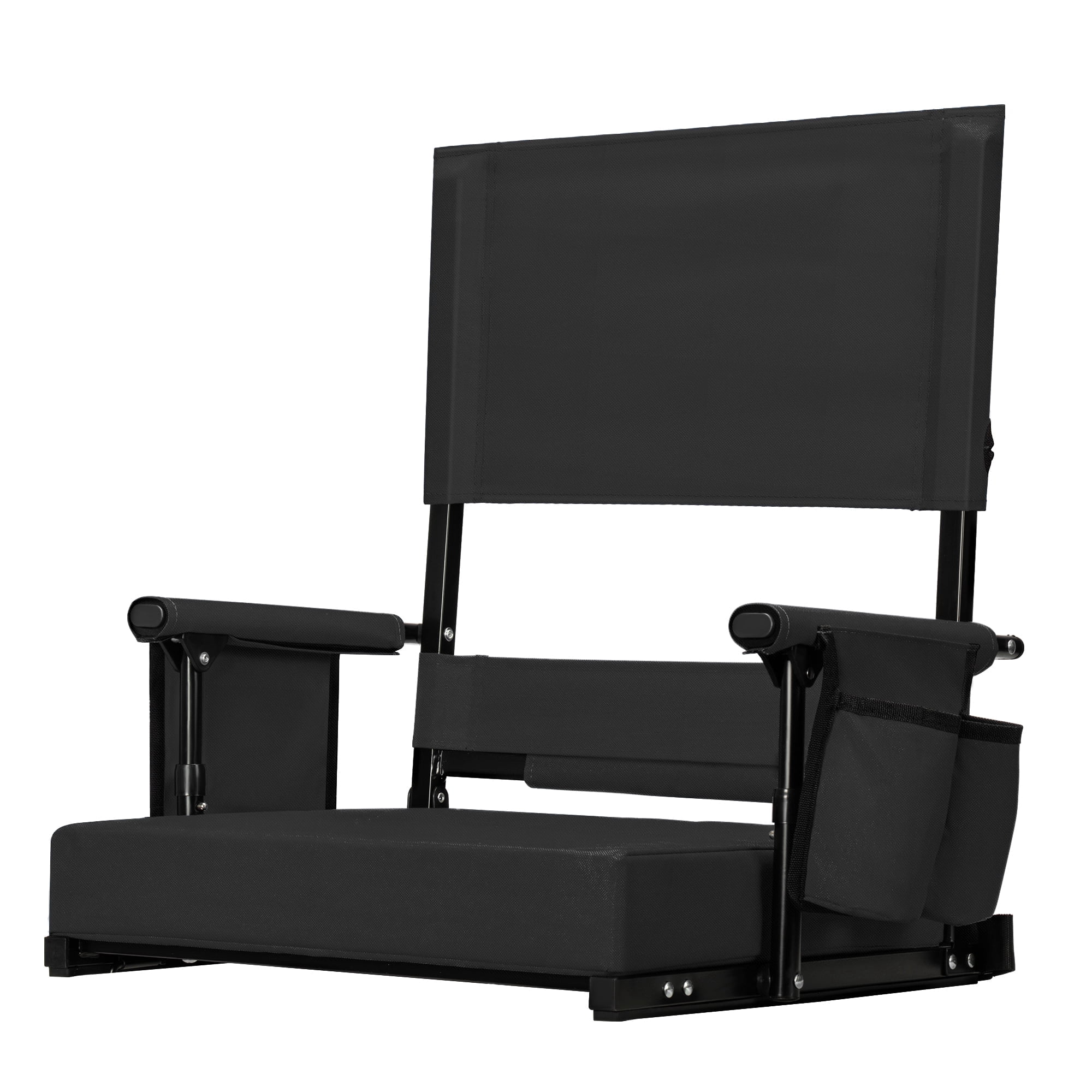 Portable Stadium Seat for Bleachers, Folding Bleacher Chair with Cup Holder,Black,1 Pack