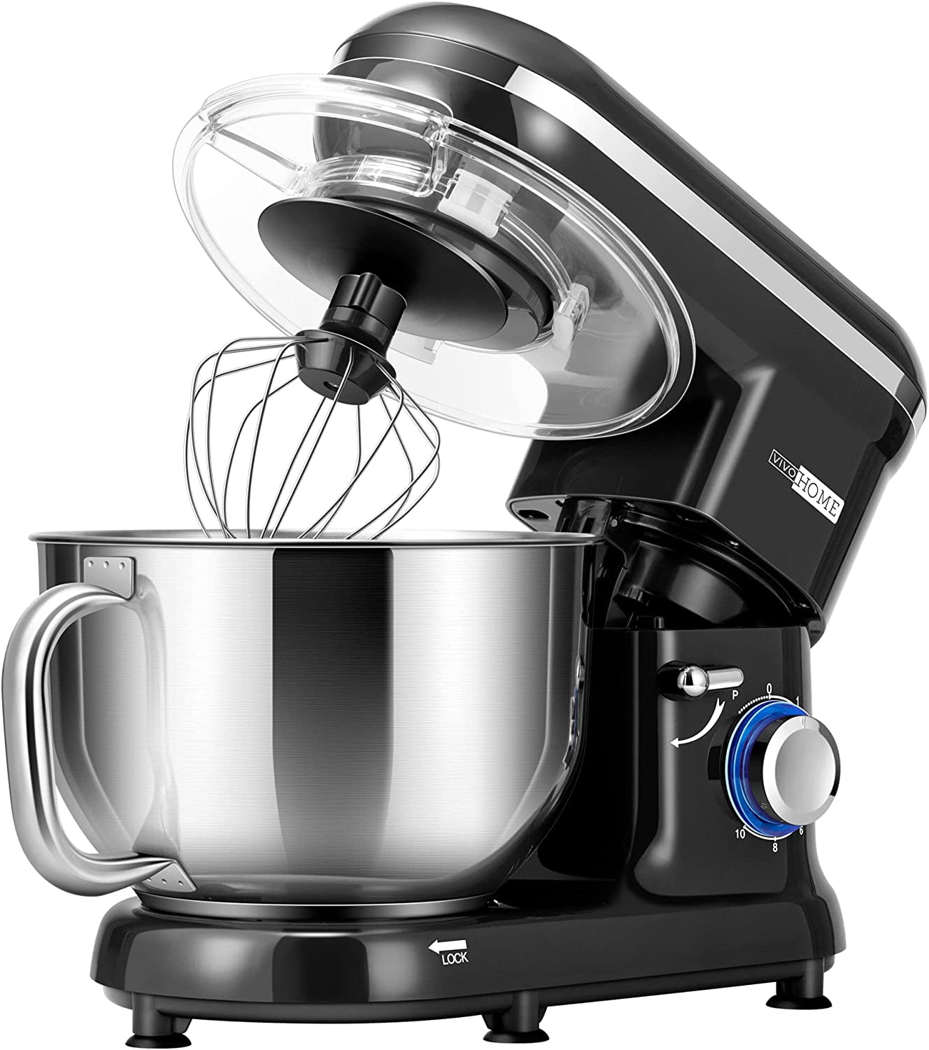 Biolomix Kitchen Electric Stand Mixer, 6-Speed Tilt-Head Food Mixer with  6.5-QT Stainless Steel Bowl, Dough Hook, Flat Beater, Whisk and Anti-Splash