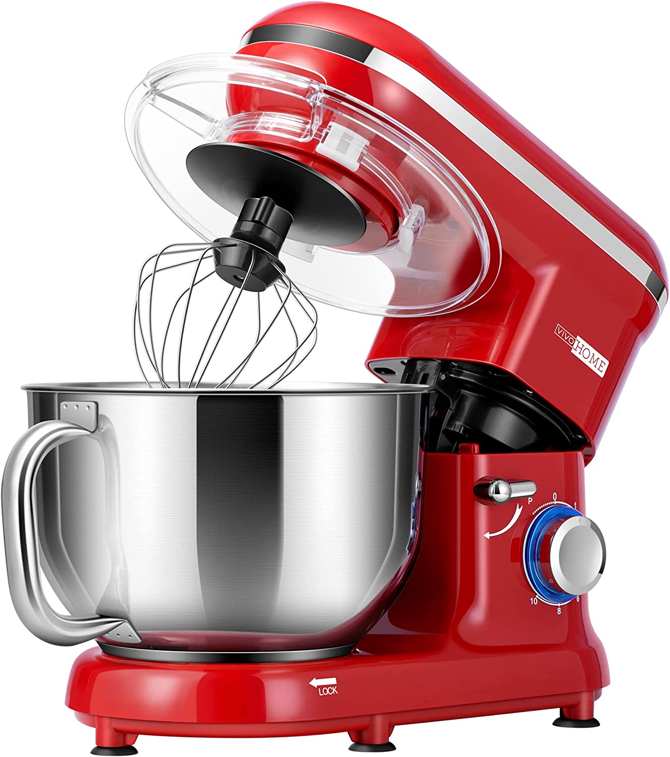 VIVOHOME Stand Mixer, 660W 10 Speed 6 Quart Tilt-Head Kitchen Electric Food Mixer with Beater, Dough Hook and Wire Whip, Red - image 1 of 8