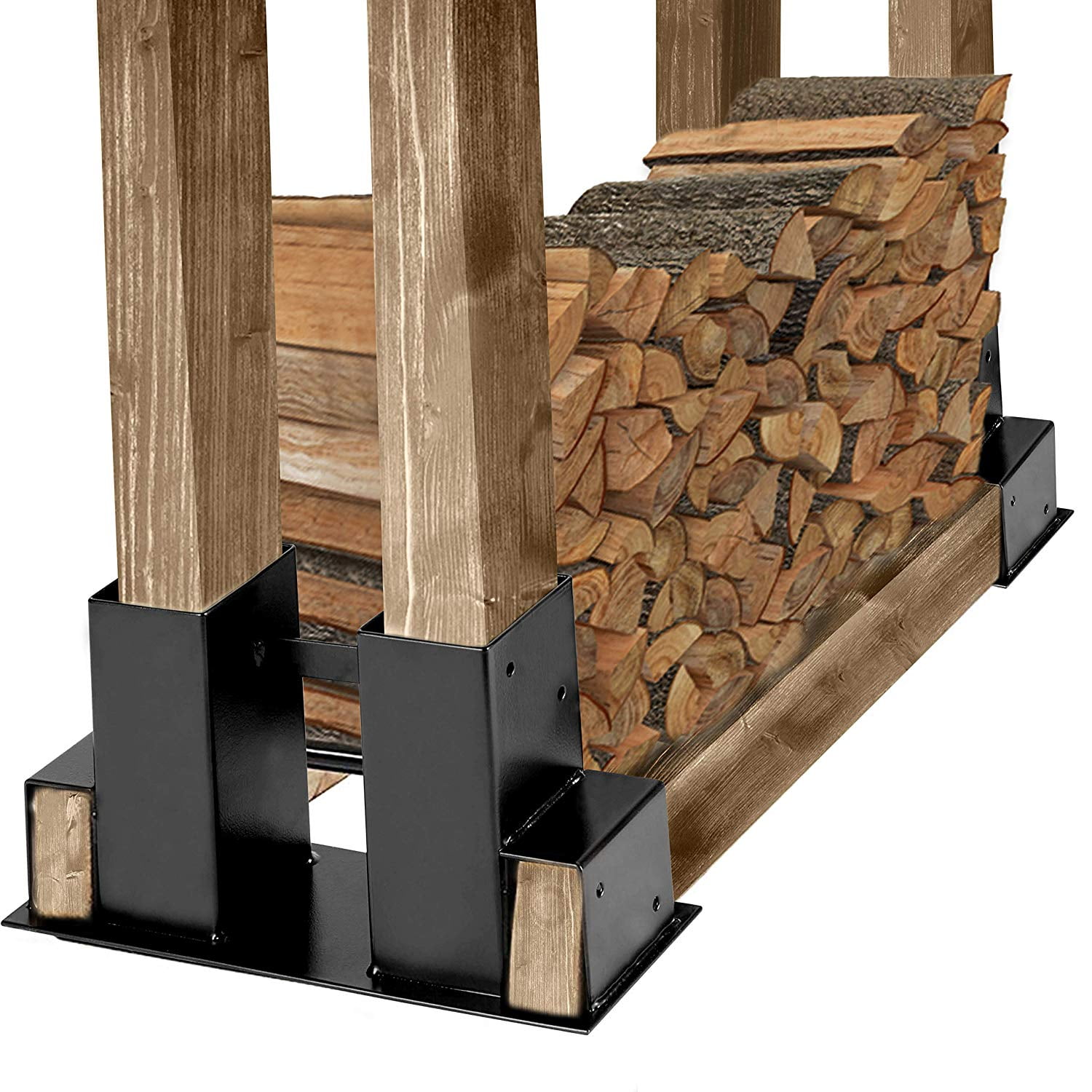 VIVOHOME Steel Adjustable Firewood Log Rack Brackets Kit Black 2 Pieces