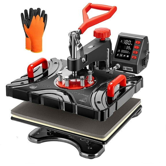 SPECSTARUpgraded 8 in 1 Combo Multifunctional Swing Away Clamshell Printing Sublimation Heat Press Transfer Machine for T-Shirt Hat Cap Mug Plate 15 x 12 Inch Red