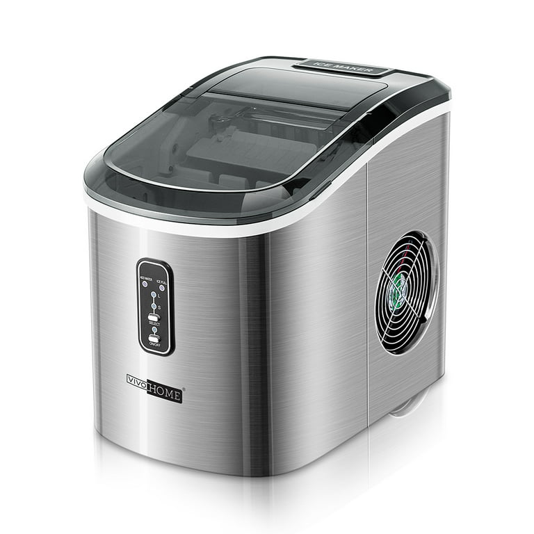 VIVOHOME countertop Ice Maker Stainless Steel,Electric Portable Compact  Countertop Automatic Ice Cube Maker Machine 26lbs/day Light Silver 