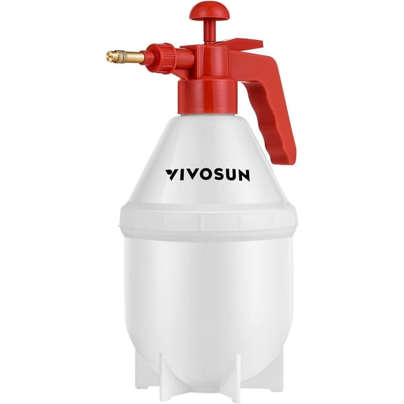VIVOSUN 0.2 Gallon Handheld Garden Pump Sprayer, 27 oz Gallon Lawn & Garden Pressure Water Spray Bottle with Adjustable Brass Nozzle, for Plants and Other Cleaning Solutions (0.8L Red)