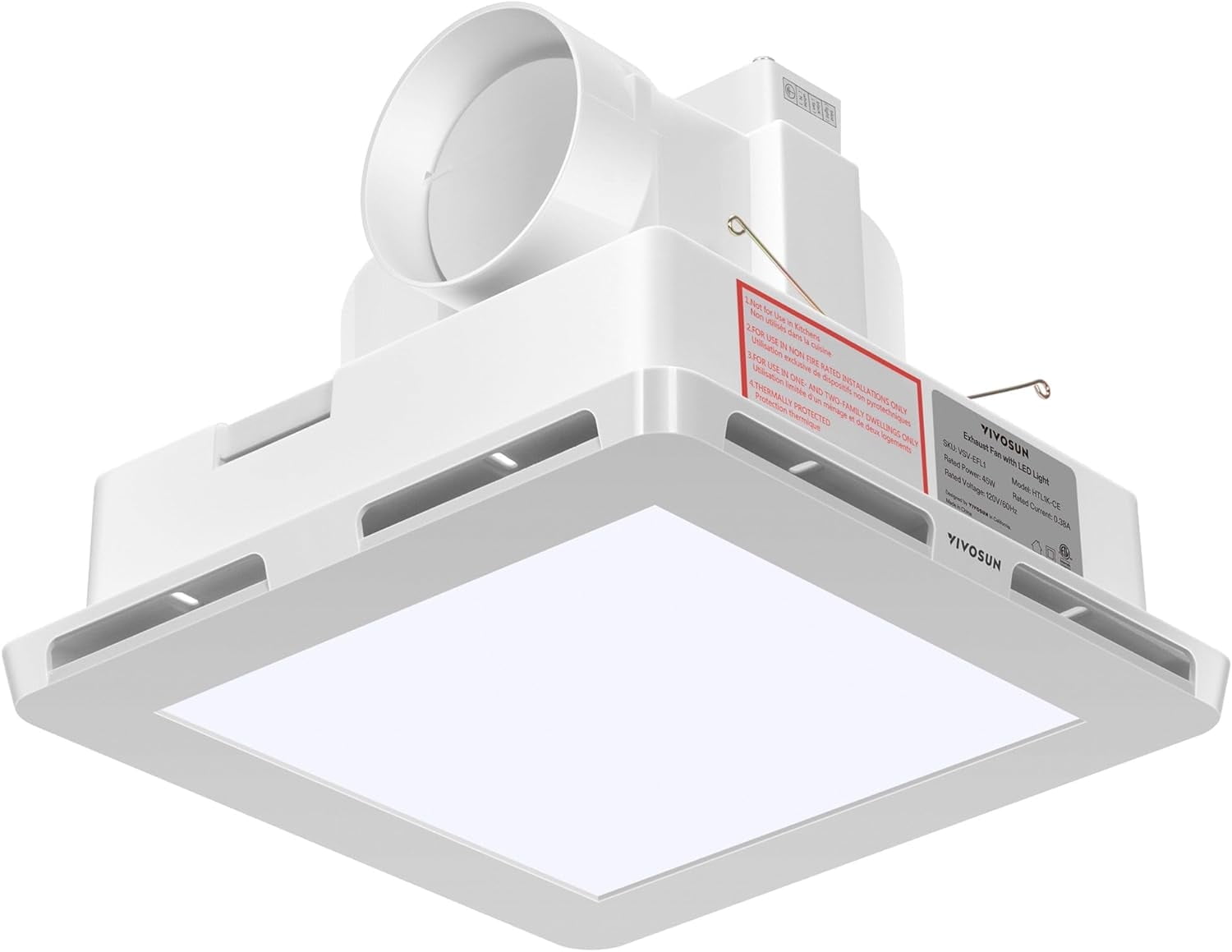 VIVOSUN 110 CFM 1.0 Sones Bathroom Ventilation & Exhaust Fan with Dimmable LED Light, 4 Inch Duct Fan
