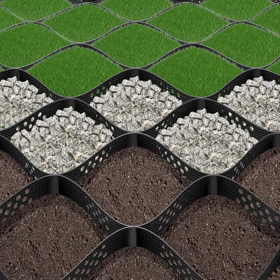 VIVOSUN 2 Depth Ground Grid, 9x17 ft, High-Density HDPE Geo Cell, 1885 lbs per sq ft Load, Foldable & Tensile, Easy Installation with Gloves, Perfect for Gardens, Driveways, Pathways, Slopes