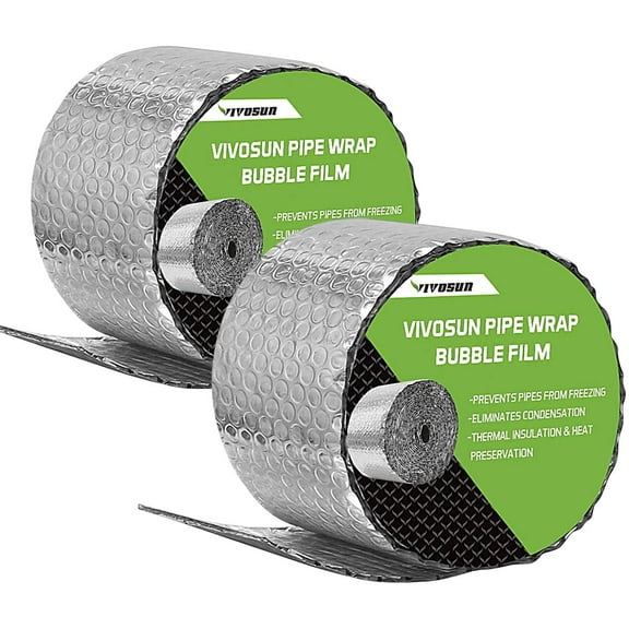 VIVOSUN 2packs Insulated Spiral Pipe Wrap Insulation Bubble Film 6-Inch by 25-Feet