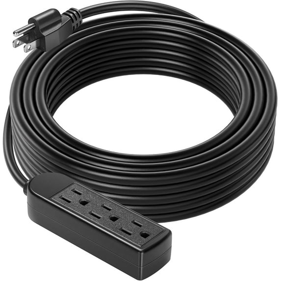VIVOSUN 3-Outlet Extension Cord, 12 Ft, Black, UL Listed, Durable and Long-Lasting
