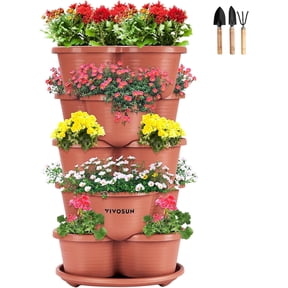 VIVOSUN 5 Tier Vertical Gardening Stackable Planter for Strawberries, Flowers, Herbs, Vegetables Brown