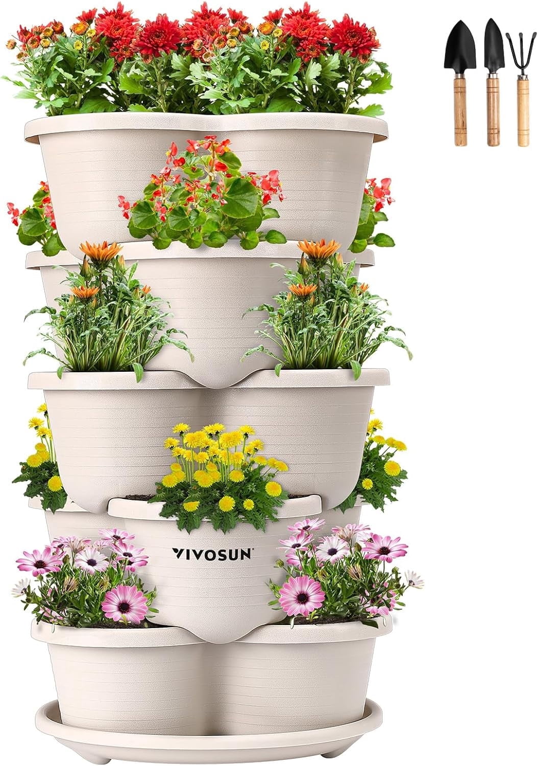 VIVOSUN 5 Tier Vertical Gardening Stackable Planter for Strawberries, Flowers, Herbs, Vegetables