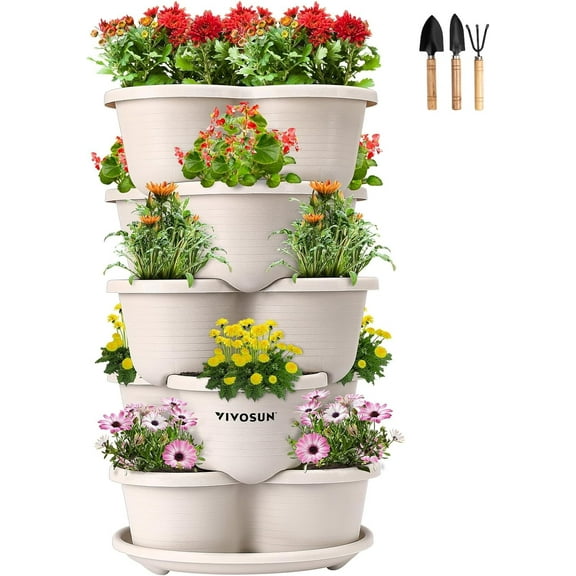 VIVOSUN 5 Tier Vertical Gardening Stackable Planter for Strawberries, Flowers, Herbs, Vegetables
