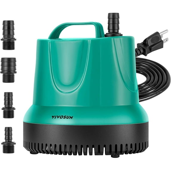 VIVOSUN 660GPH Submersible Pump (3500L/H, 40W), Ultra Quiet Water Pump, Green