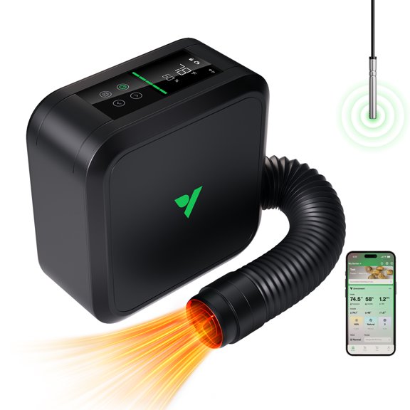 VIVOSUN AeroFlux Smart Grow Tent Heater with Thermostat, 700W PTC Heating, Compact & Portable with VPD, APP Control & Overheat Protection, Included Extension Hose for Grow Tents, Rooms, Greenhouses