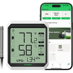 VIVOSUN AeroLab THB1S Bluetooth Thermohygrometer, Dual-Channel LCD Display App Control