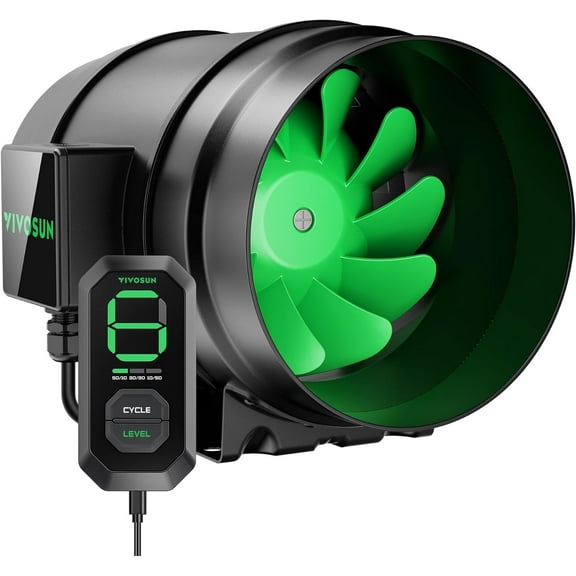 VIVOSUN AeroZesh G8 8-inch 725 CFM Inline Duct Fan with E12 Speed Controller, Entirely Programmable PWM-Controlled EC Fan for Grow Tent Ventilation
