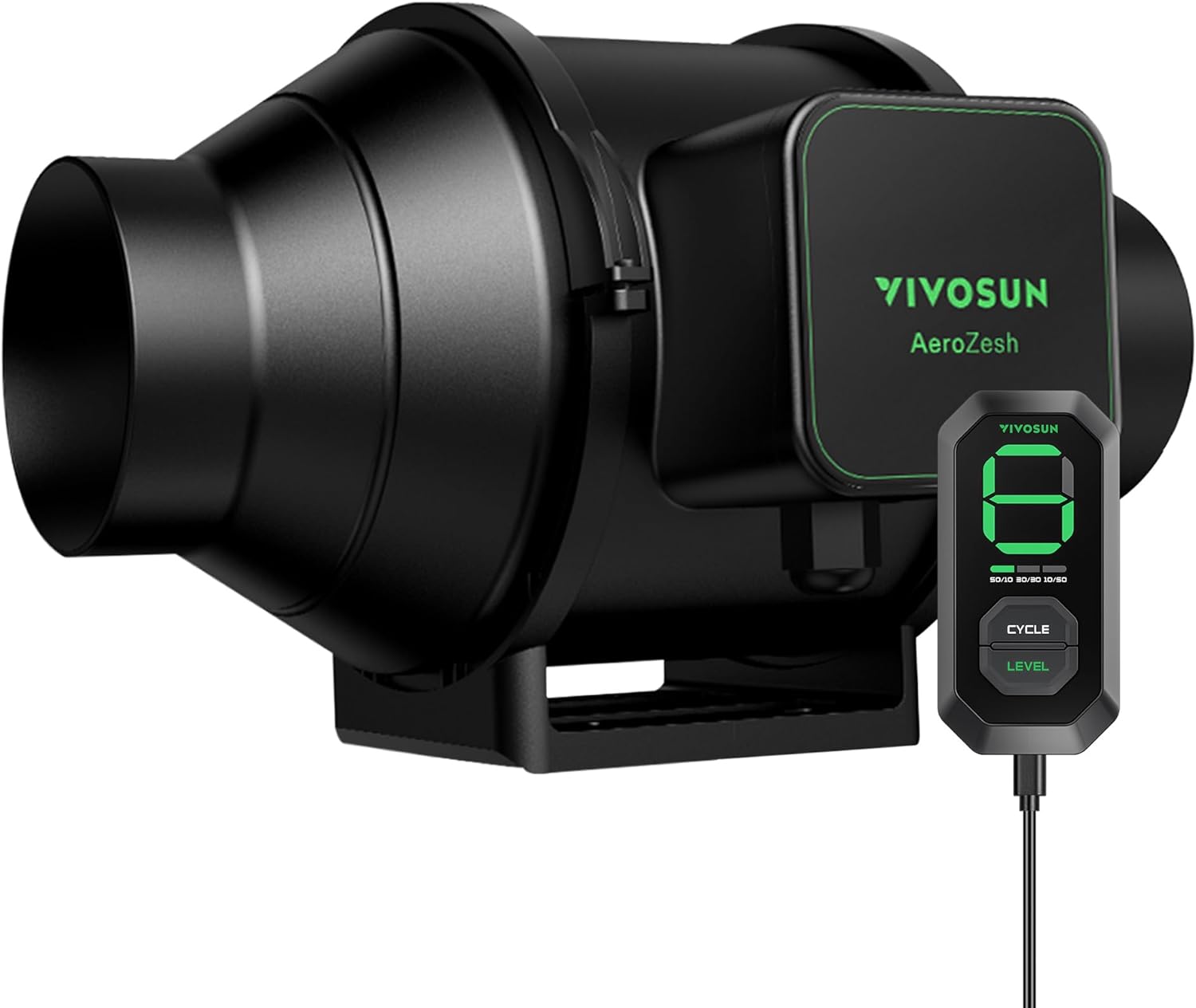 VIVOSUN AeroZesh S4 4-inch 208 CFM Inline Duct Fan, Controller for Grow Tent Ventilation - Black