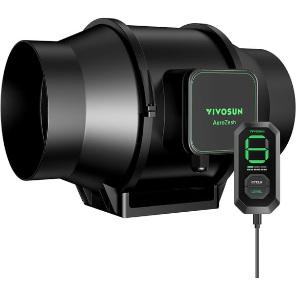 VIVOSUN AeroZesh S6 6-inch 405 CFM Inline Duct Fan with E12 Speed Controller, Entirely Programmable PWM-Controlled EC Fan for Grow Tent Ventilation