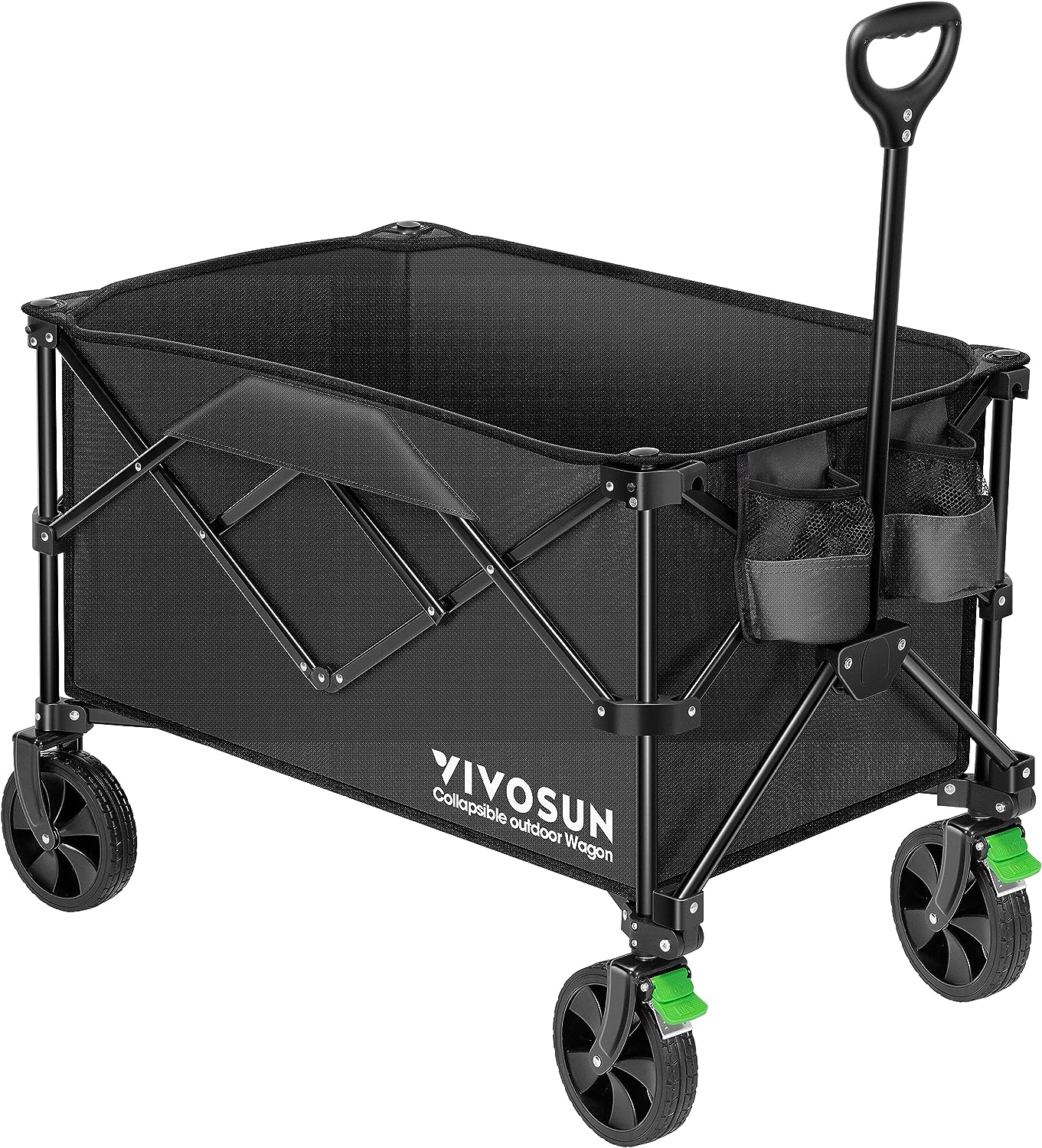 VIVOSUN Collapsible Folding Wagon, Outdoor Utility with Silent Universal Wheels, Adjustable Handle, Cup Holders & Side Pockets - image 1 of 8
